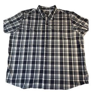Wrangler Short Sleeve Regular Fit Plaid Black Work Shirt / Men's 3XL